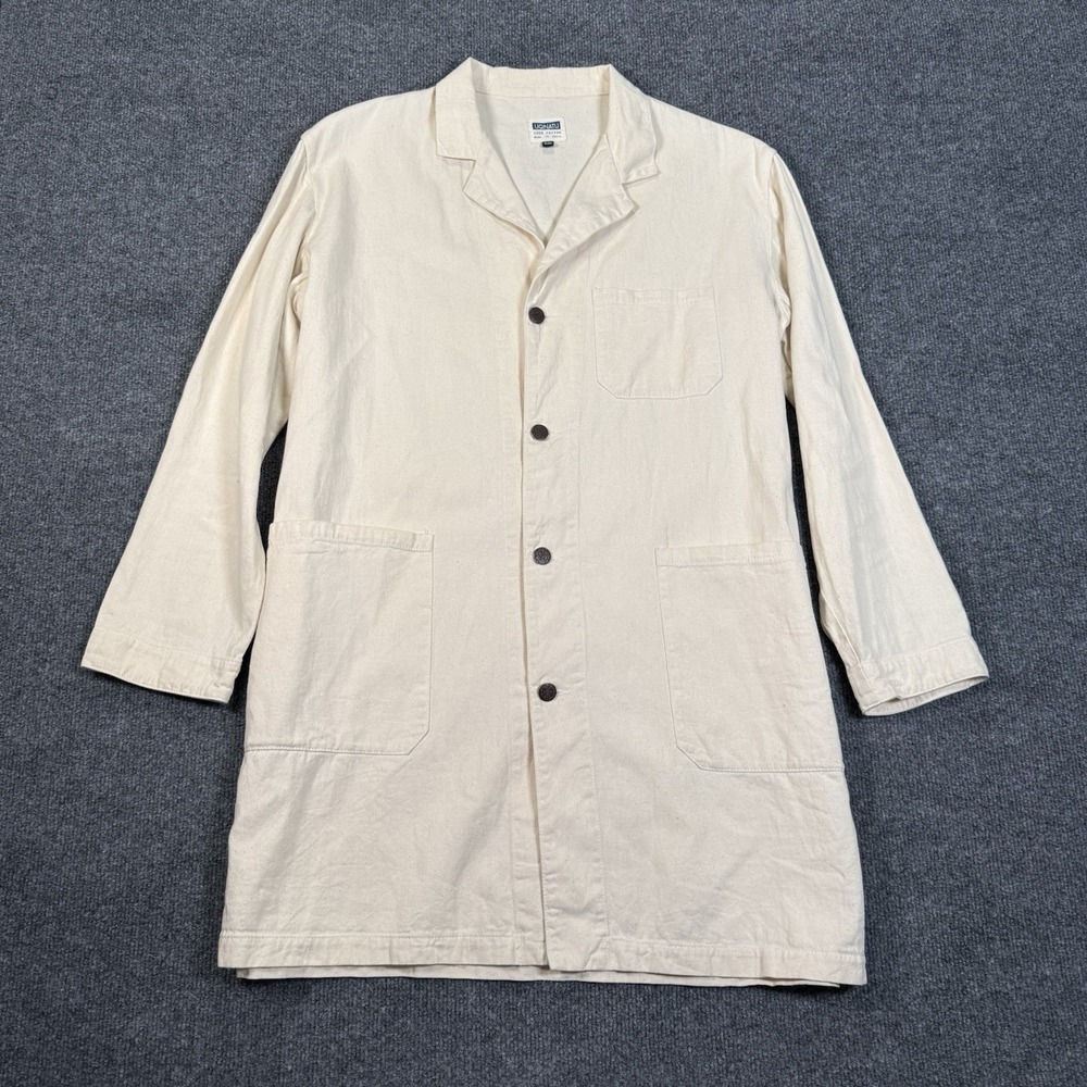 Uqnatu Duck Lab Coat Jacket Beige Unisex Size S / M Sustainable Metal Buttons